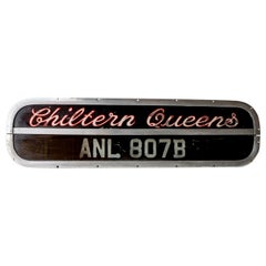 Panneau de bus vintage Queens Chiltern ANL 807B, années 1960, Panneau Coach du milieu du siècle