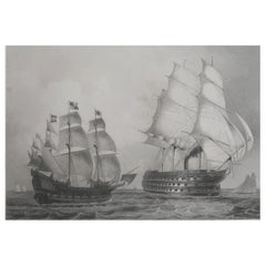 Original Antique Marine Print. The " Great Harry " and " Royal Albert "