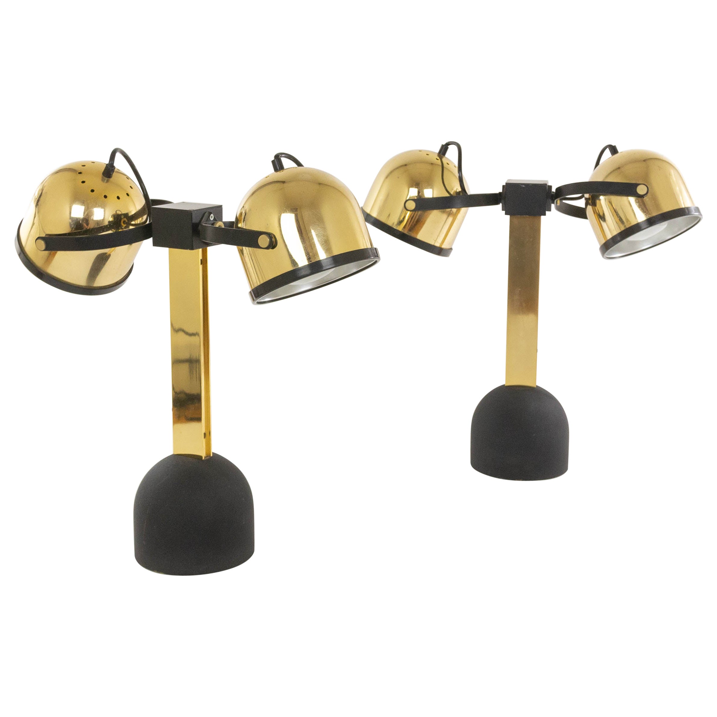 Pair of brass Trepiù table lamps by Gae Aulenti & Livio Castiglioni for Stilnovo For Sale