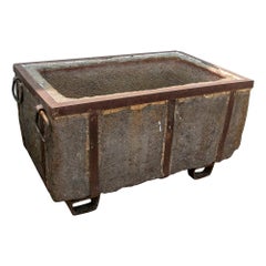 Used Granite Trough with Iron Protection Structure with Handles and Legs