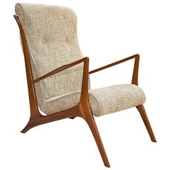 Mid-Century Brazilian Modern Armchair in Hardwood & Fabric by John Graz, 1950’s
