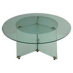 1970s Circular Brass & Bevelled Glass Dining Table Leon Rosen for Pace Col Style