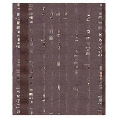 Deep Brown Modern Handmade Wool Silk Rug - Camarillo Fondant au Chocolat, medium