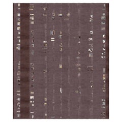 Deep Brown Modern Handmade Wool Silk Rug - Camarillo Fondant au Chocolat, large