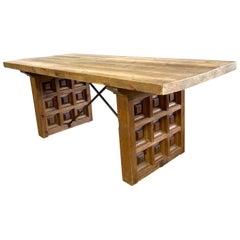 Mesa de Comedor Brutaista Española de Mitad de Siglo Biosca