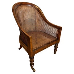 Antique English Faux Rosewood Bergere Arm Chair 