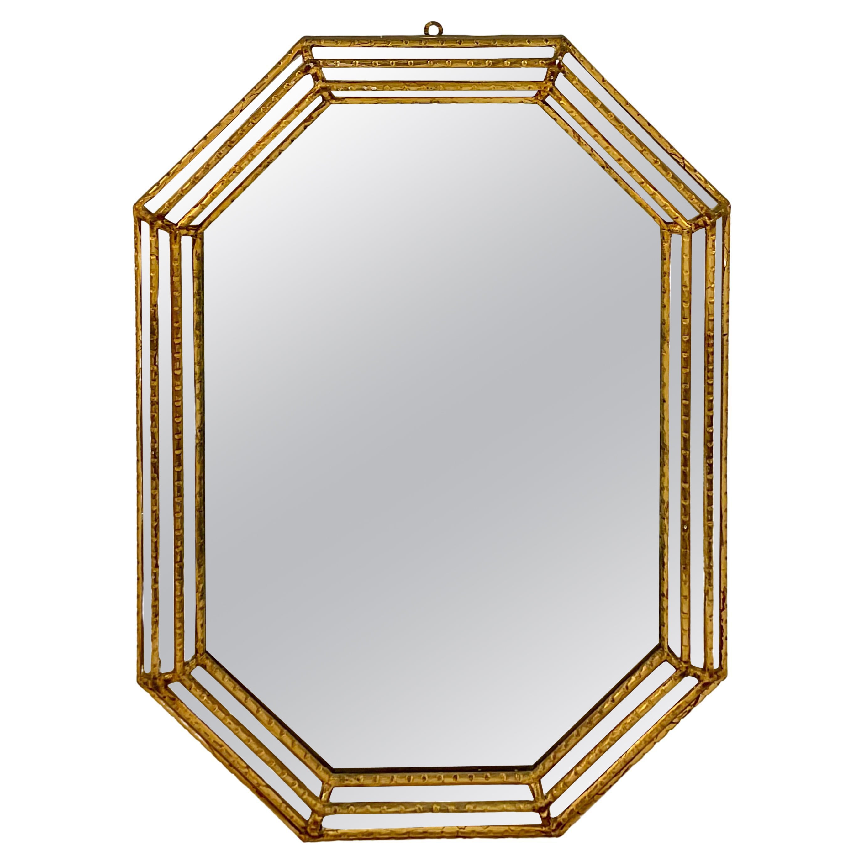 Miroir mural hexagonal en bois doré vénitien en vente