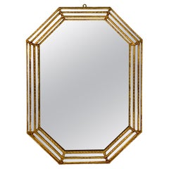 Miroir mural hexagonal en bois doré vénitien