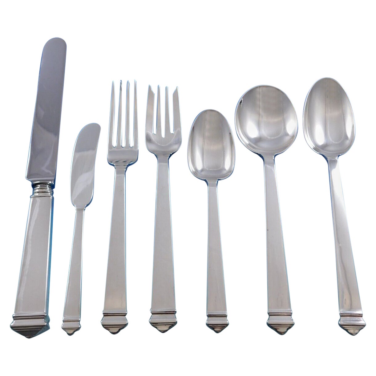 Hampton by Tiffany & Co Sterling Silver Flatware Set for 12 Service 92 pieces For Sale