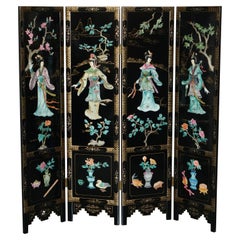 FINE & COLLECTABLE CHINESE EXPORT SOAPSTONE FOLDING SCREEN ROOM DIVIDEr