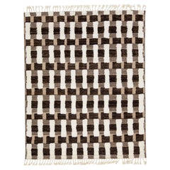 Modern Brown Wool Rug Handmade Moroccan Style With Seamless Abstract Pattern