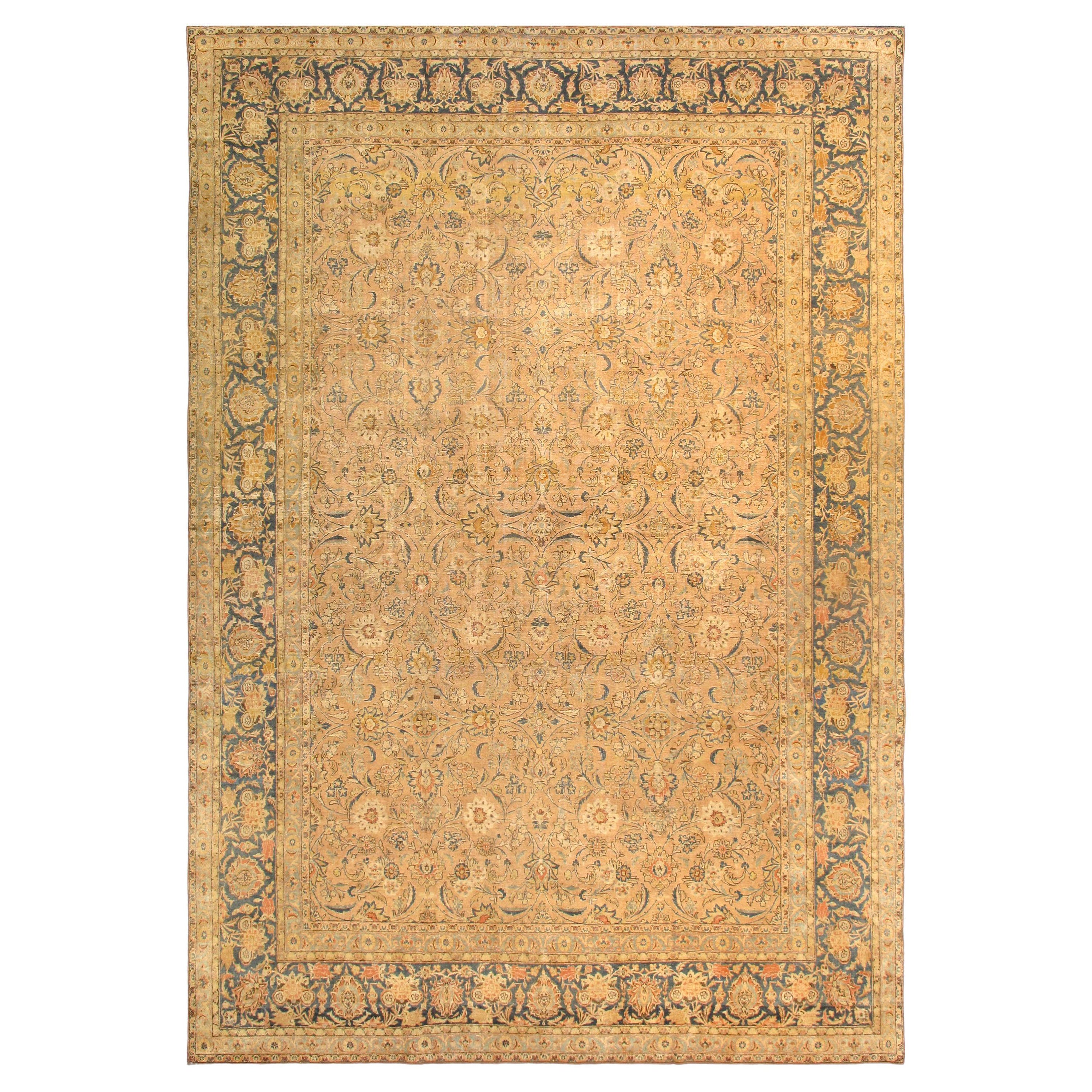Pasargad Home Antique Persian Tabriz Lamb's Wool Area Rug-11' 6" X 16' 8"  For Sale