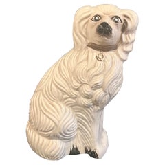 Vintage King Charles  Salt Glaze Staffordshire Spaniel Mantle Dog Sculpture