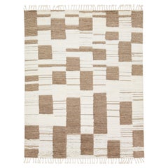 Modern Beige And Brown Wool Rug Abstract Moroccan Style 