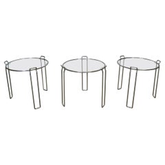 Vintage 1970's Set of Three Mid-Century Modern Chrome Nesting Side Tables