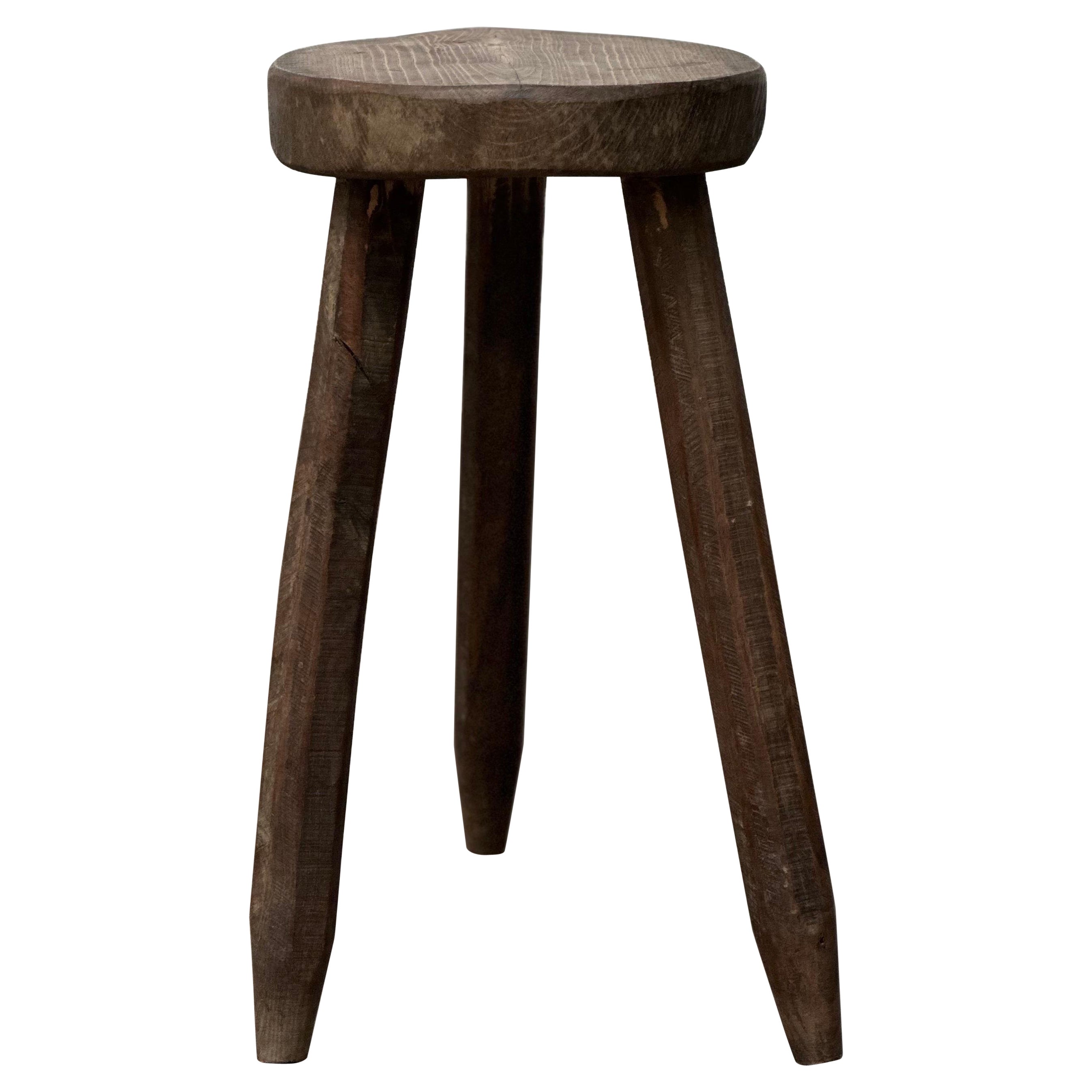 French Brutalist Tripod Stool, 1960s - Embrace the Charm of Primitive Elegance For Sale