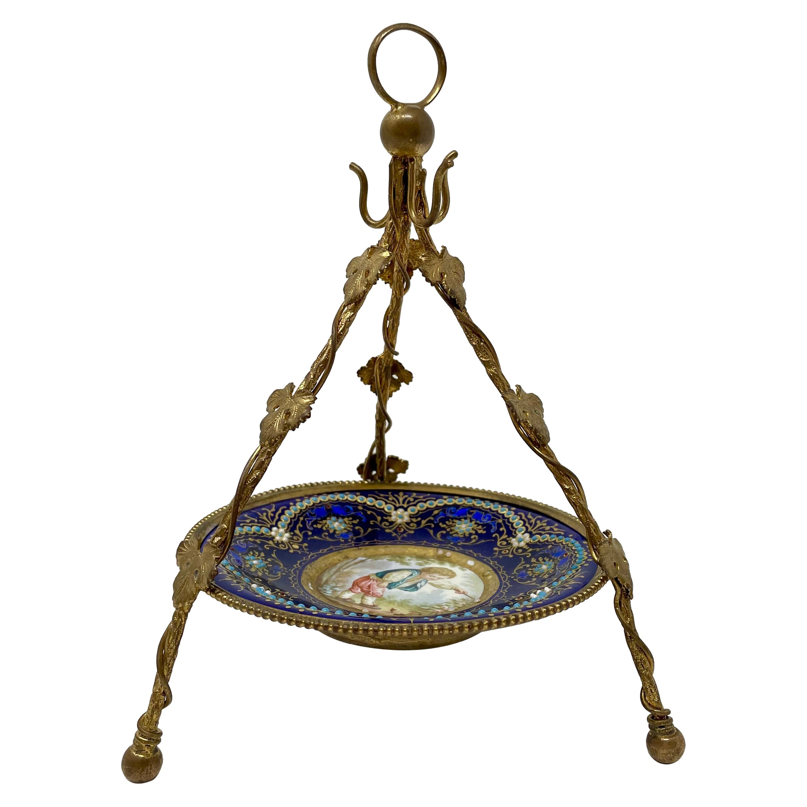Antique French Jeweled Enamel "Vide Poche" circa 1855-75 For Sale