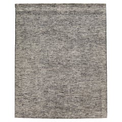 Contemporary Moroccan Style Wool Rug In Beige/Schwarz Nahtloses Geometrisches Muster 