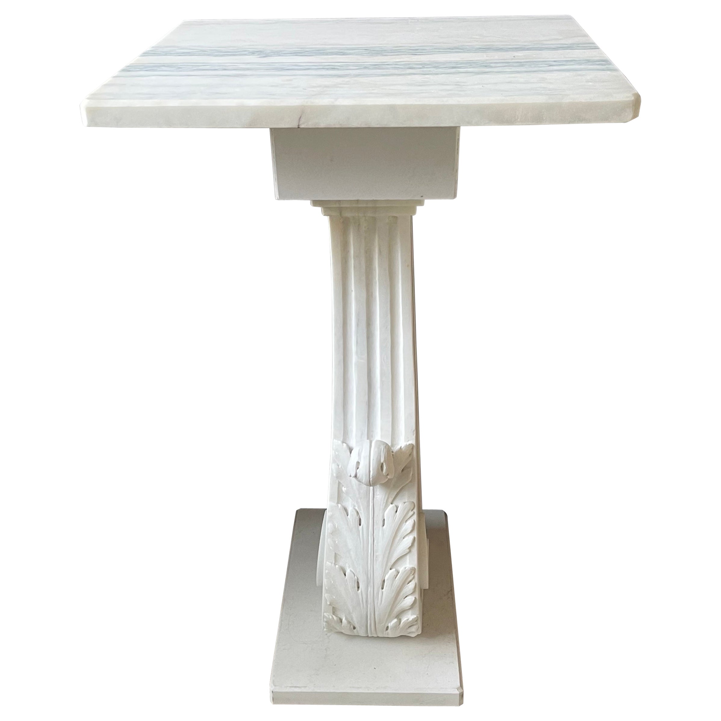 White Marble Acanthus Scroll Console For Sale