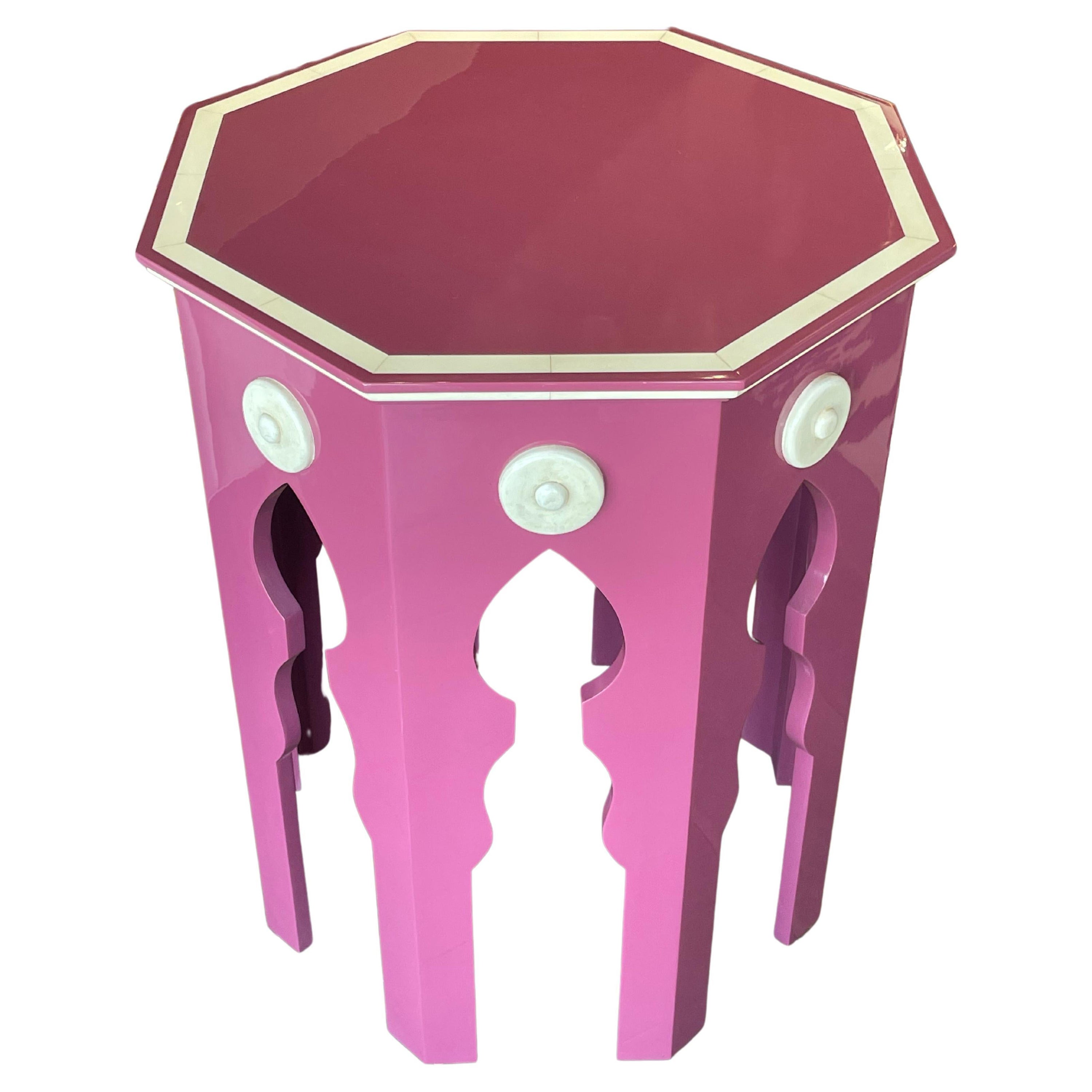 Table à thé en laque rose - Design personnalisé MLB en vente