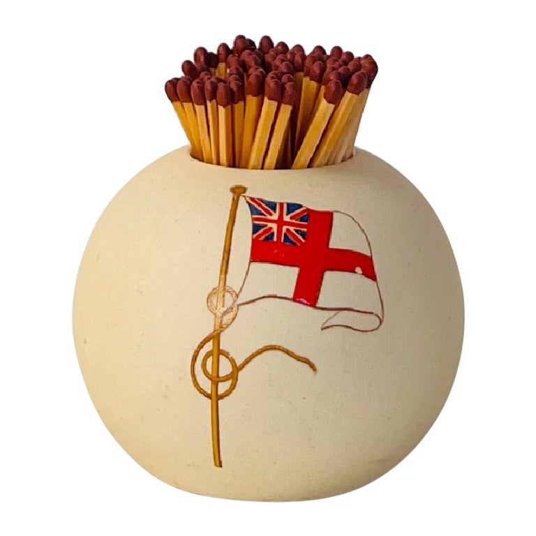 Victorian Ceramic Match Striker with hand-painted St George's, England 1890.