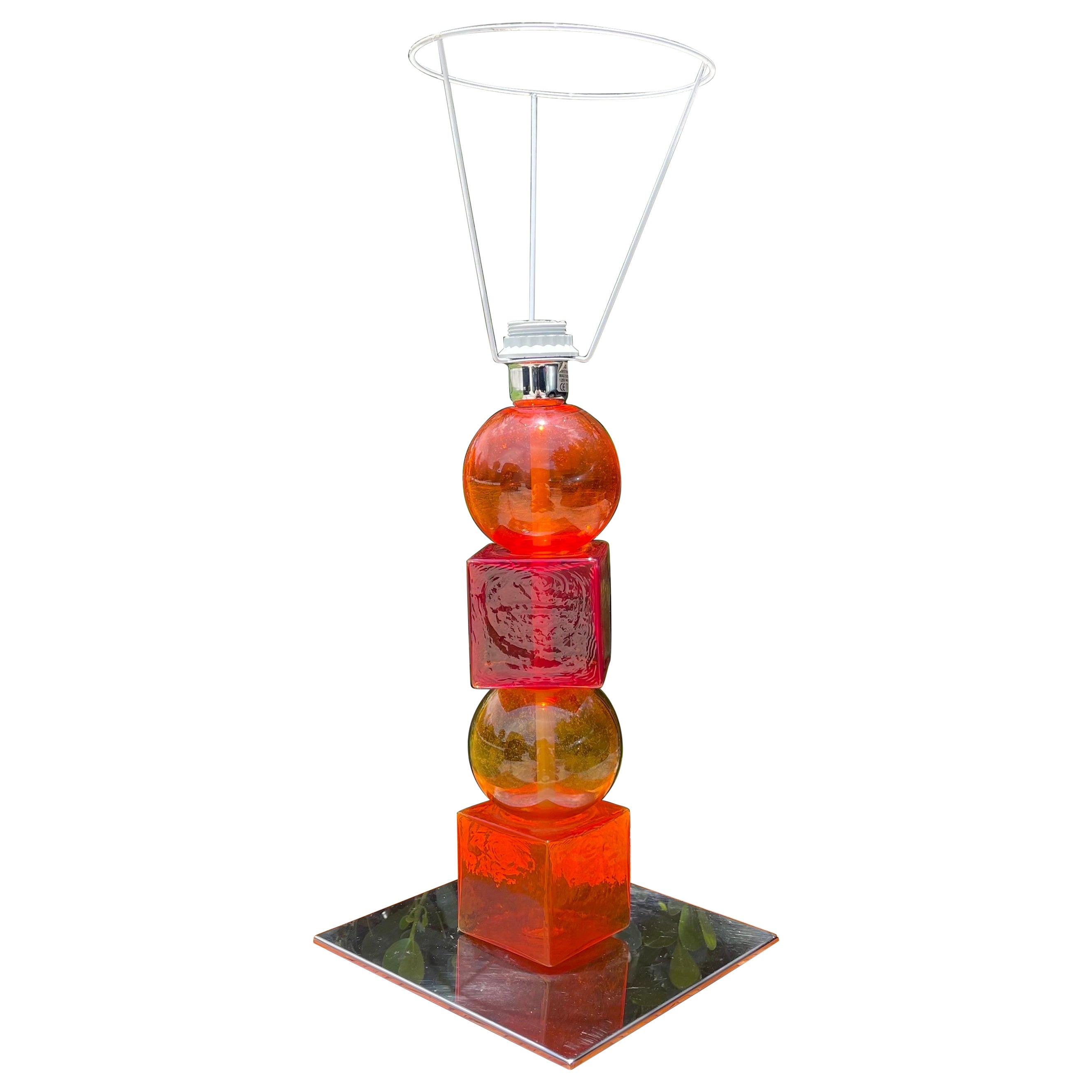 ETRO Home Collection Blown Murano Glass Stacked Shape Table Lamp For Sale