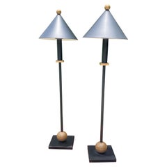 Memphis Style Robert Sonneman George Kovacs Enameled Metal Table Lamps, a Pair