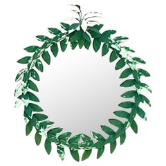  Vintage Regency Patinated Leaf Ring Mirror