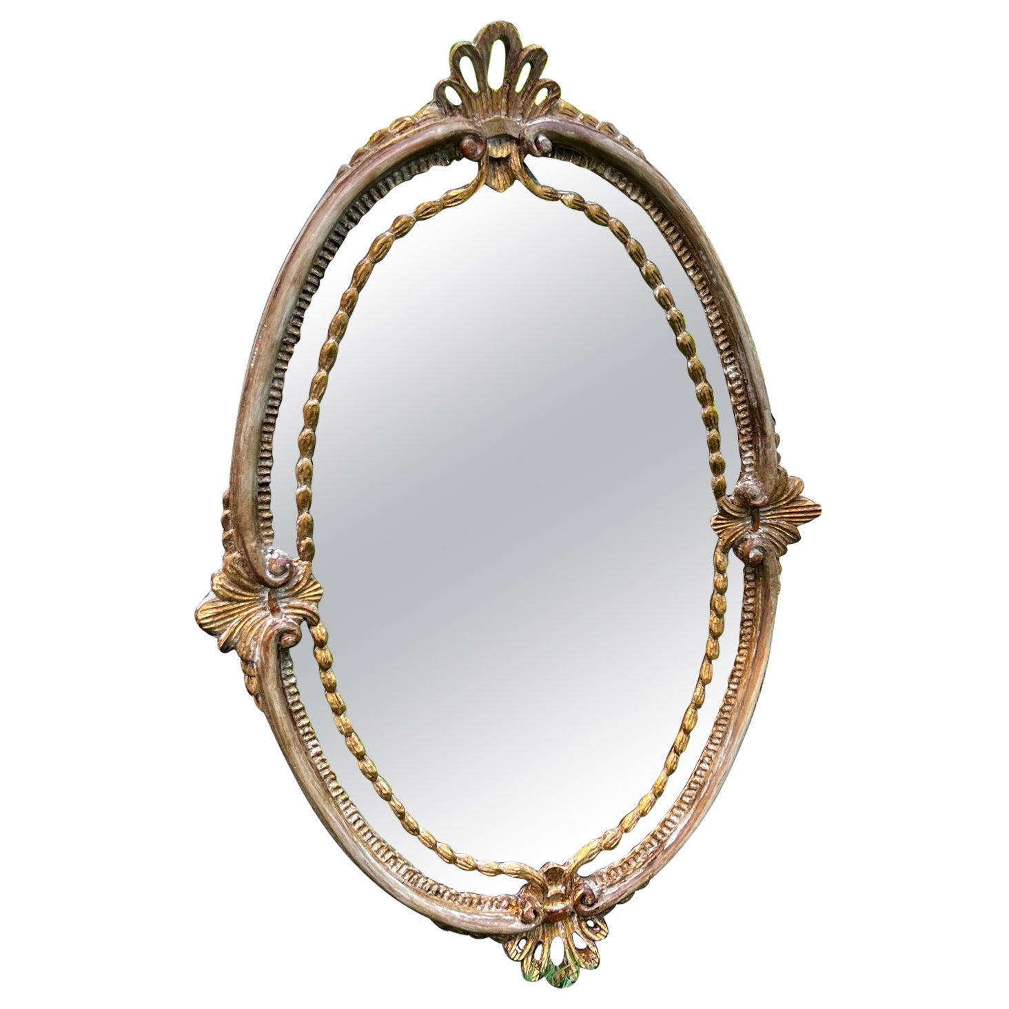 Miroir néoclassique vintage en or de style Adam fabriqué en Italie  en vente