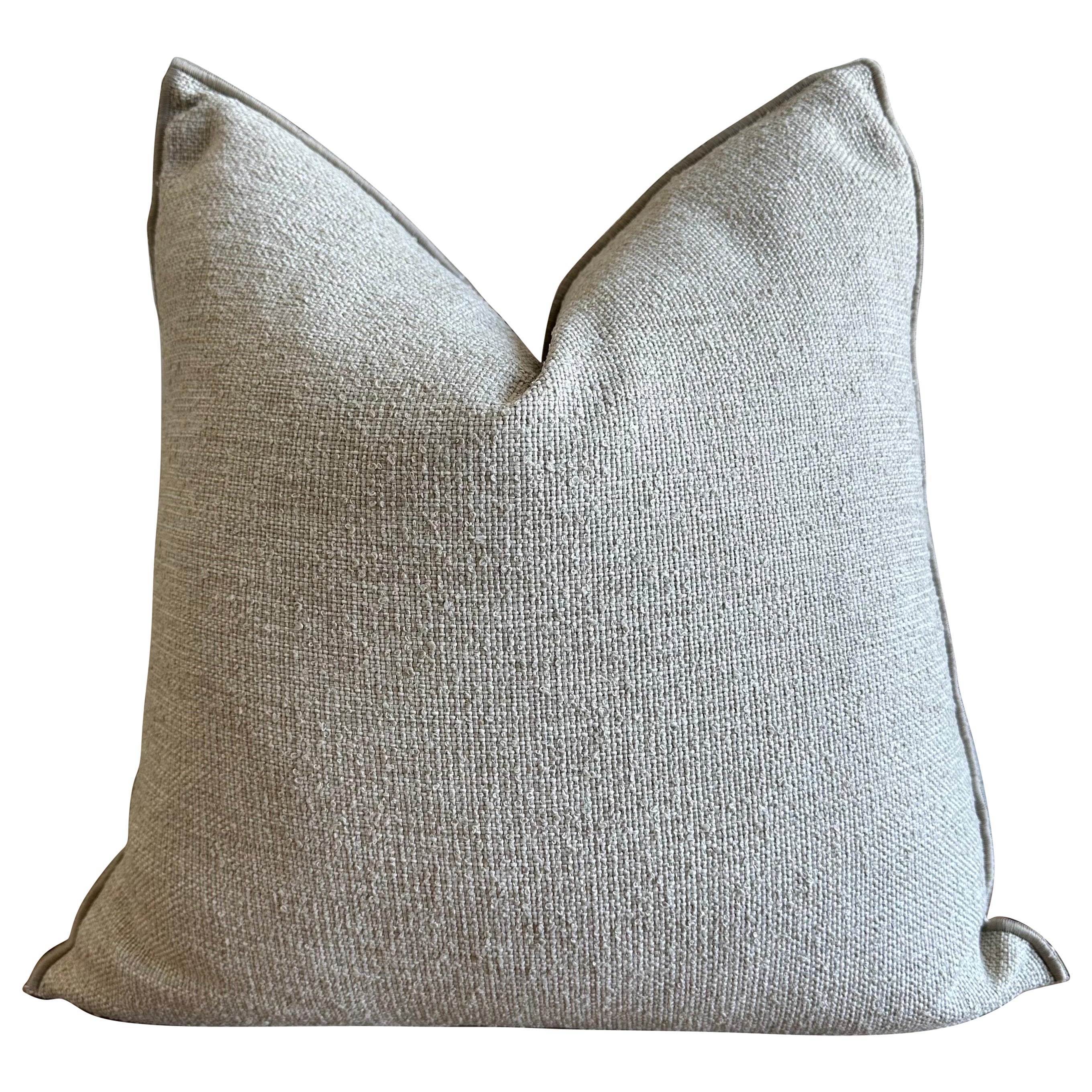 Custom Made French Outdoor Pillows in Natural Textured Outdoor Material For Sale