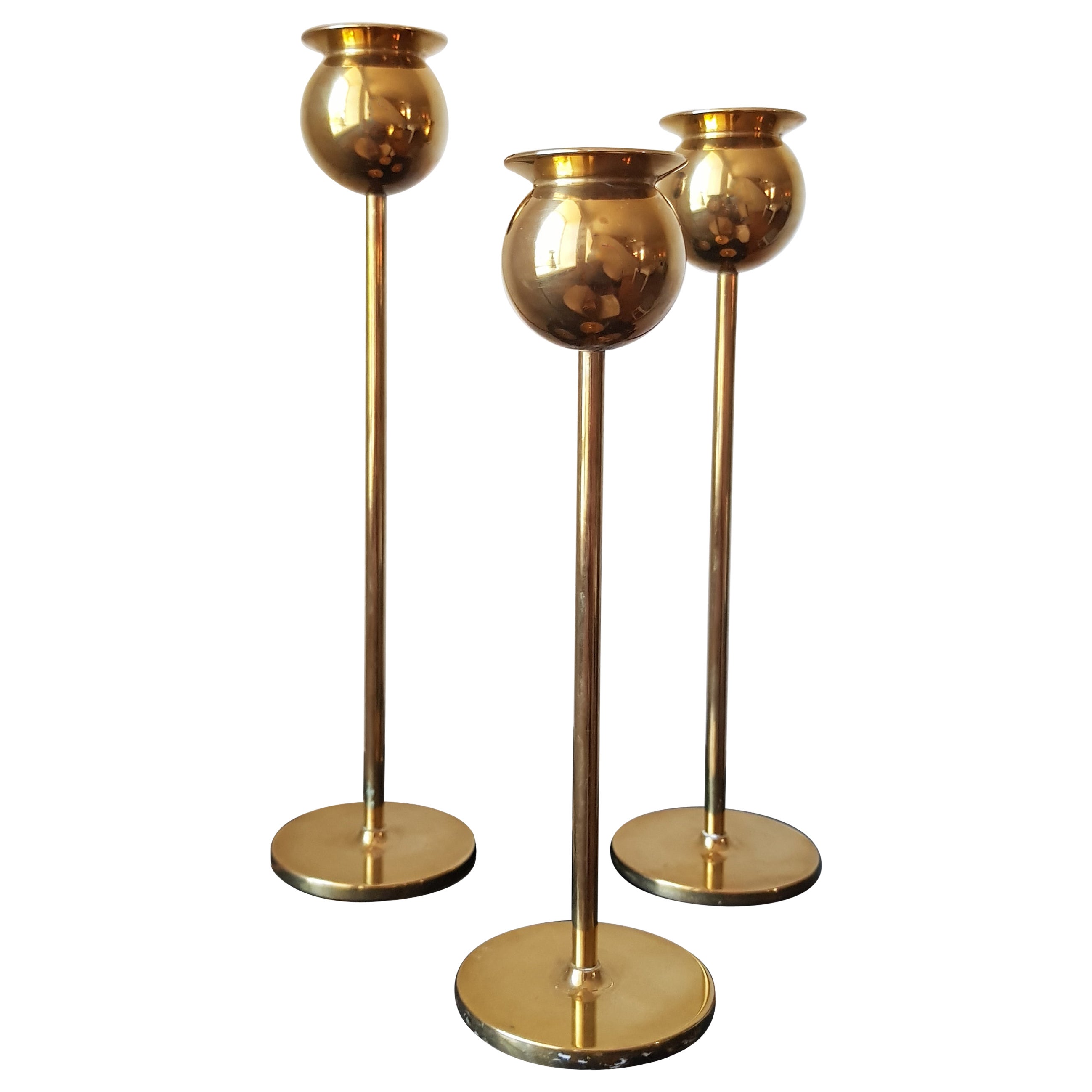 Pierre Forssell, candlesticks "Tulip" , brass, Skultuna, Scandinavian Modern  For Sale