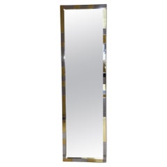 Grande specchio rettangolare "Cityscape 1977" in acciaio cromato e dorato