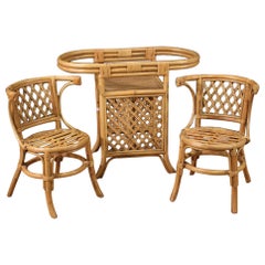 20th Century Bamboo Wood Italian Modern Living Room Set, 1970