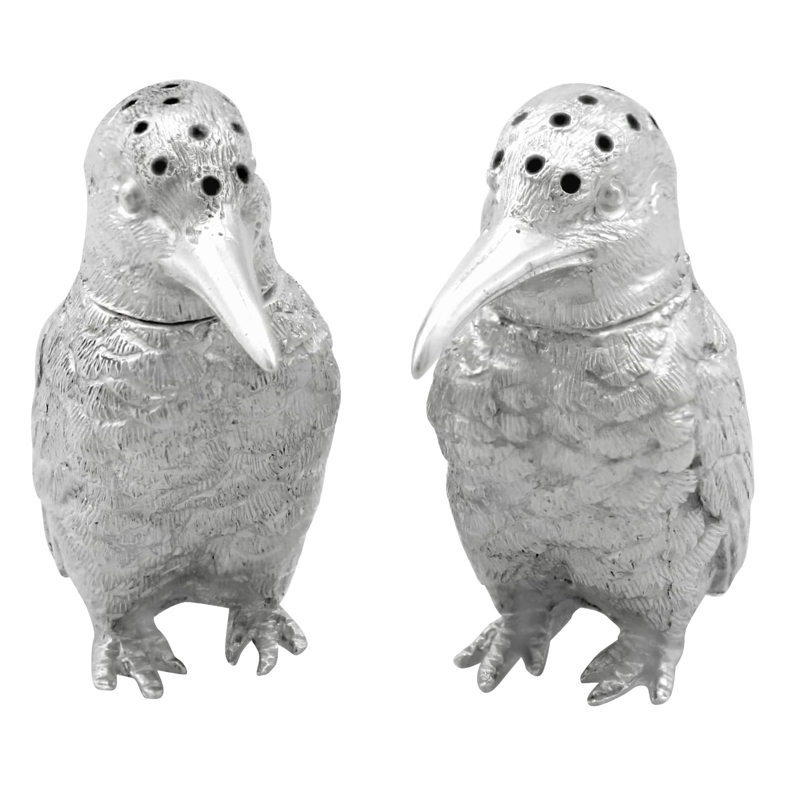 Pepperettes eduardianas de plata de ley para pájaros