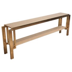 Extra Large Full Brass Travertine Console table
