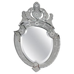 Vintage Polished round Venetian pompous wall mirror, 20th century