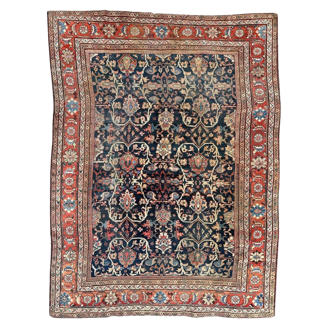 Bobyrug’s Nice antique large mahal style rug 