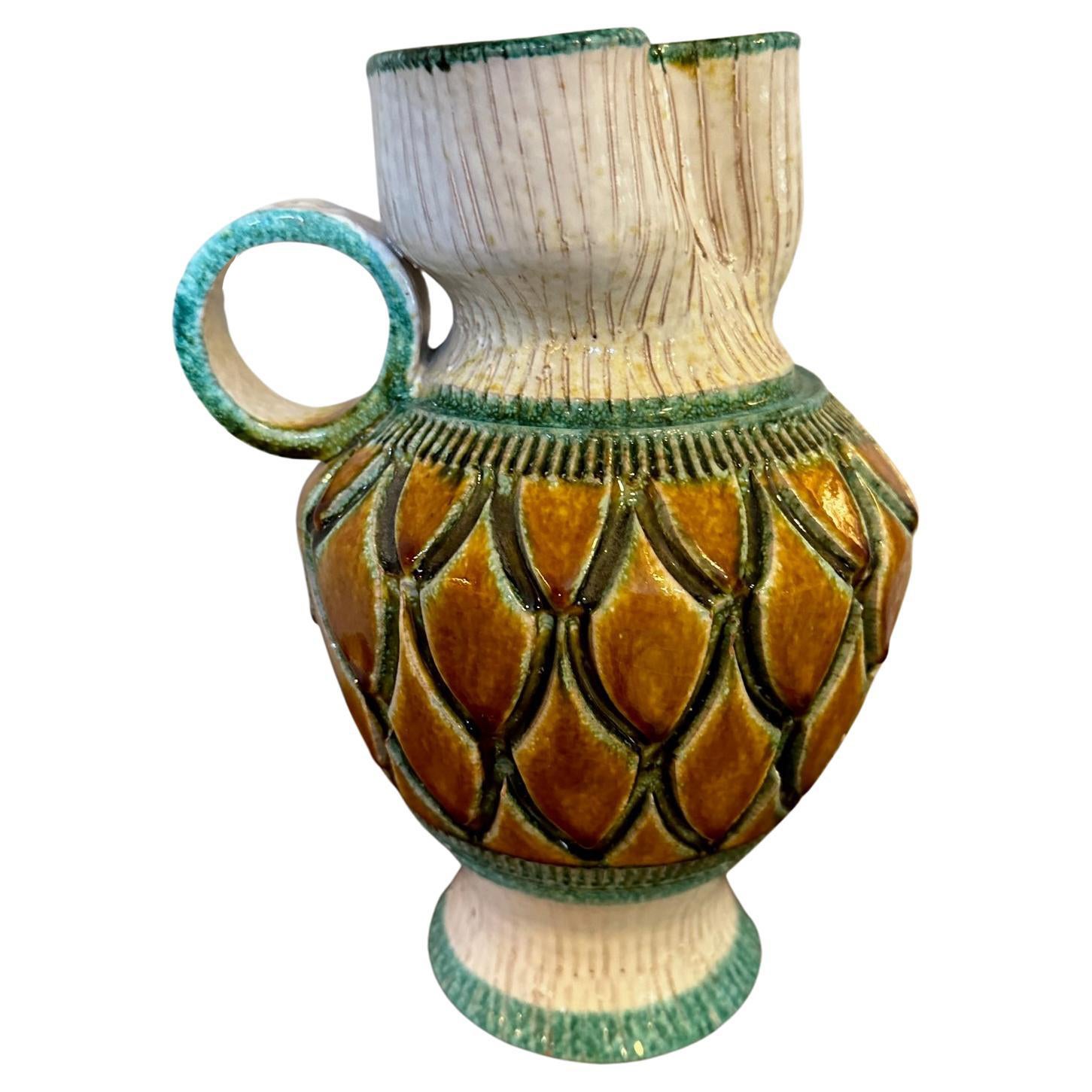 20th century French Vallauris Ceramic Pitcher, 1950s For Sale
