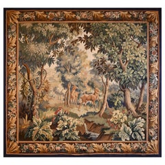 Pretty Aubusson Verdure Tapestry Signed And Monogrammed - N° 1324