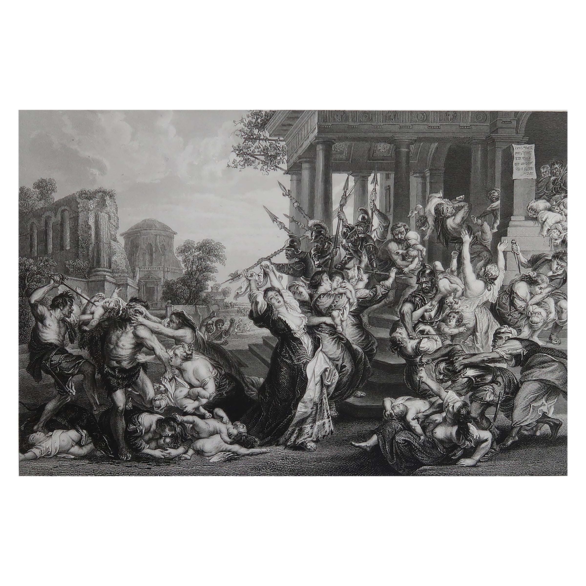 Impression originale et ancienne d'après Rubens. Le massacre des Innocents. C.1840