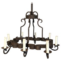 Vintage Wrought Iron Chandelier. French work. Circa 1950