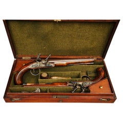 Antique A Fine Cased Pair Of Flintlock Pistols By Twigg