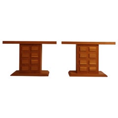 pair of oak consoles - french 1960s