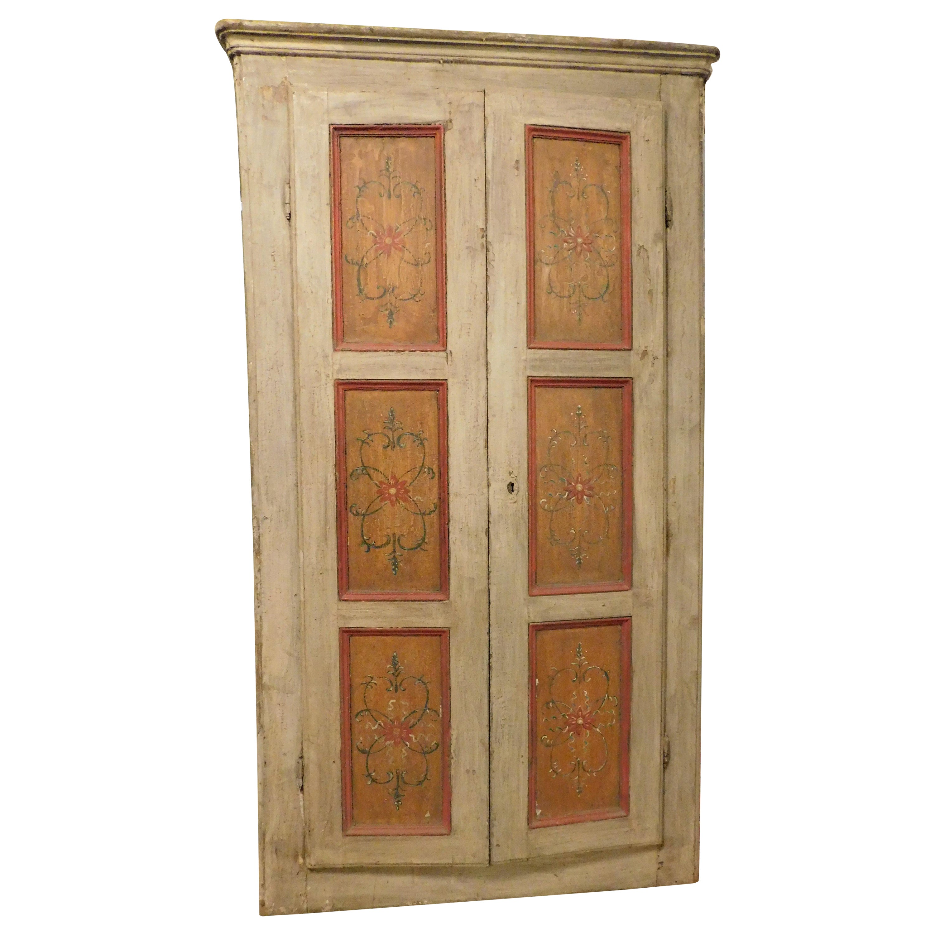 Old Door lacquered wall placard with frame, from Italy For Sale