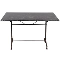 French Art Nouveau Cast Iron Base with Marble-Top Table