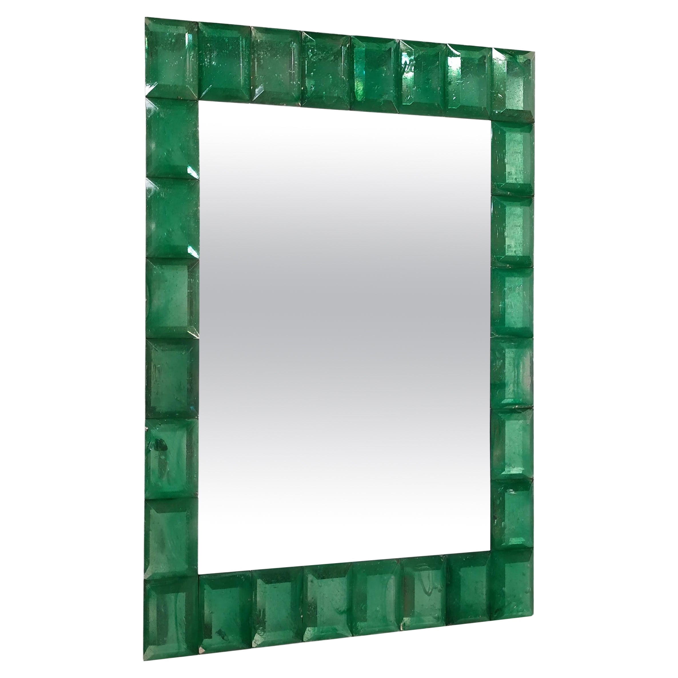 "Emerald" Murano Glass Mirror in Contemporary Style by Fratelli Tosi Murano For Sale