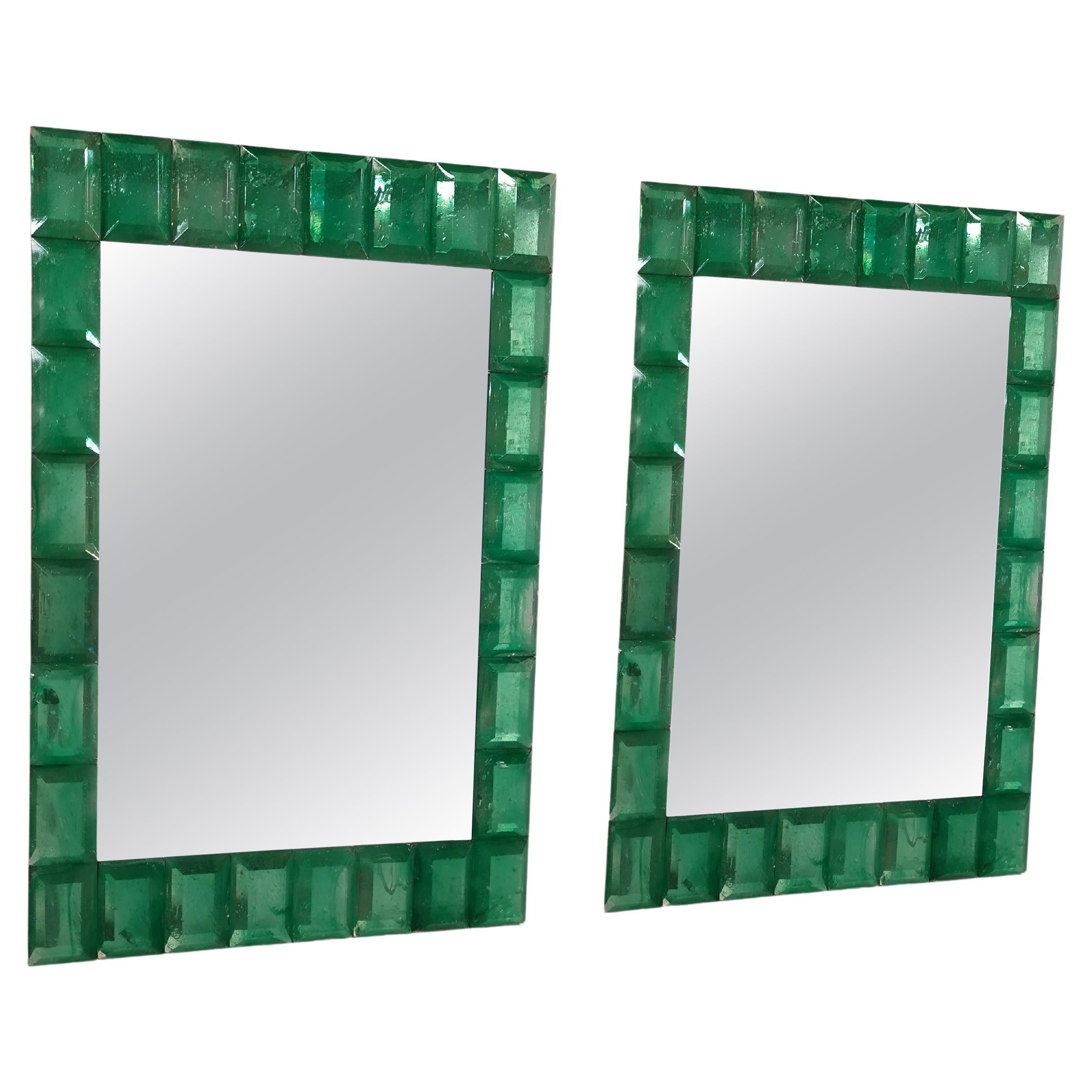 Green Diamond" Murano Glass Mirror in Contemporary Style by Fratelli Tosi Murano For Sale