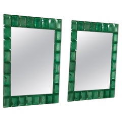 Green Diamond" Murano Glass Mirror in Contemporary Style by Fratelli Tosi Murano