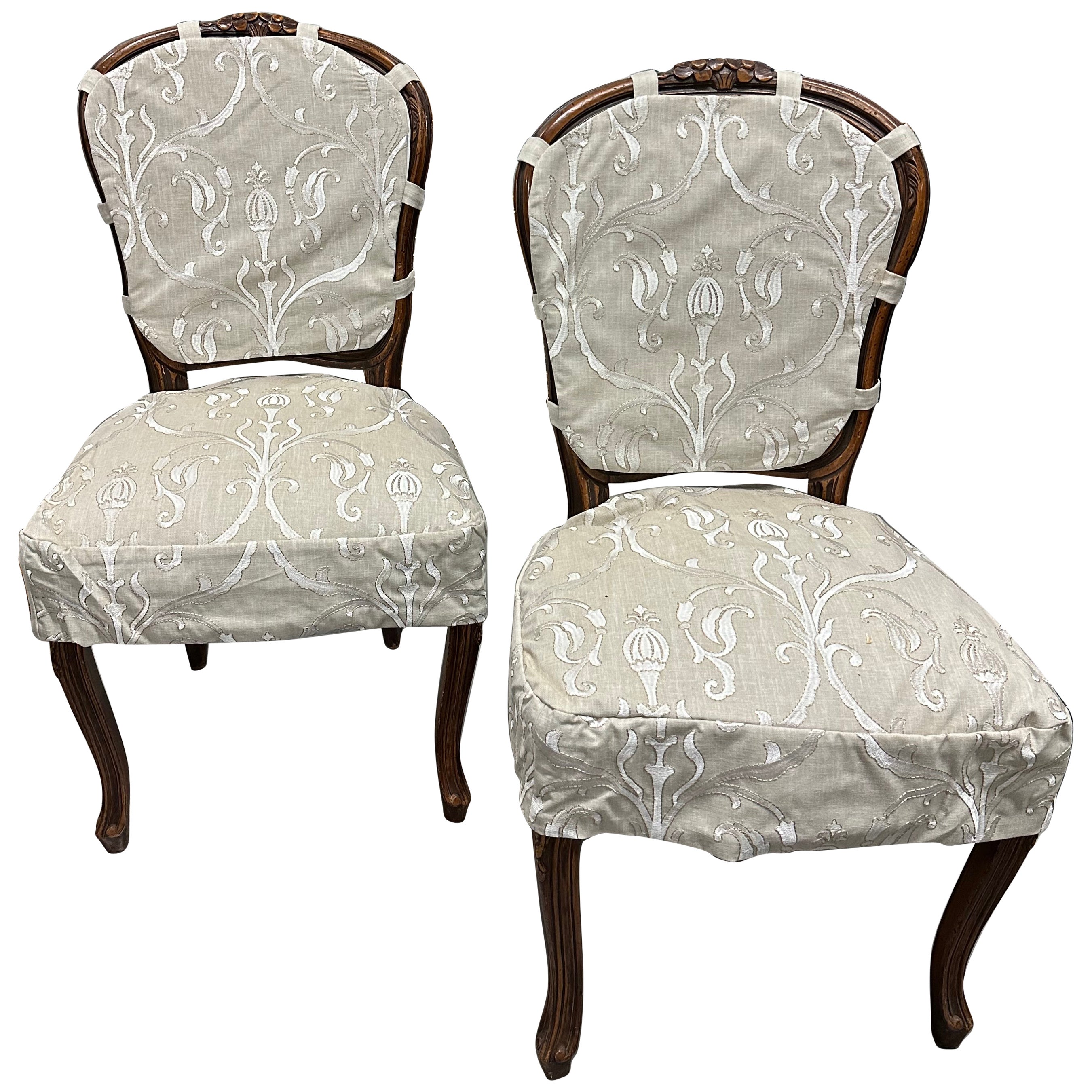 Pair of Dennis and Leen White Slip Cover Dining Chairs For Sale at 1stDibs