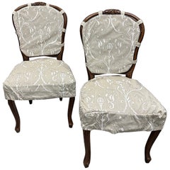 Pair of French Rattan Back Chairs with Slip Covers